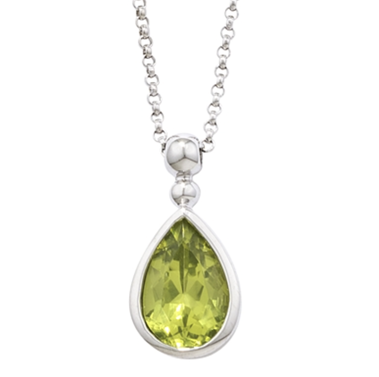 Pearshape Peridot Bead Pendant Necklace
