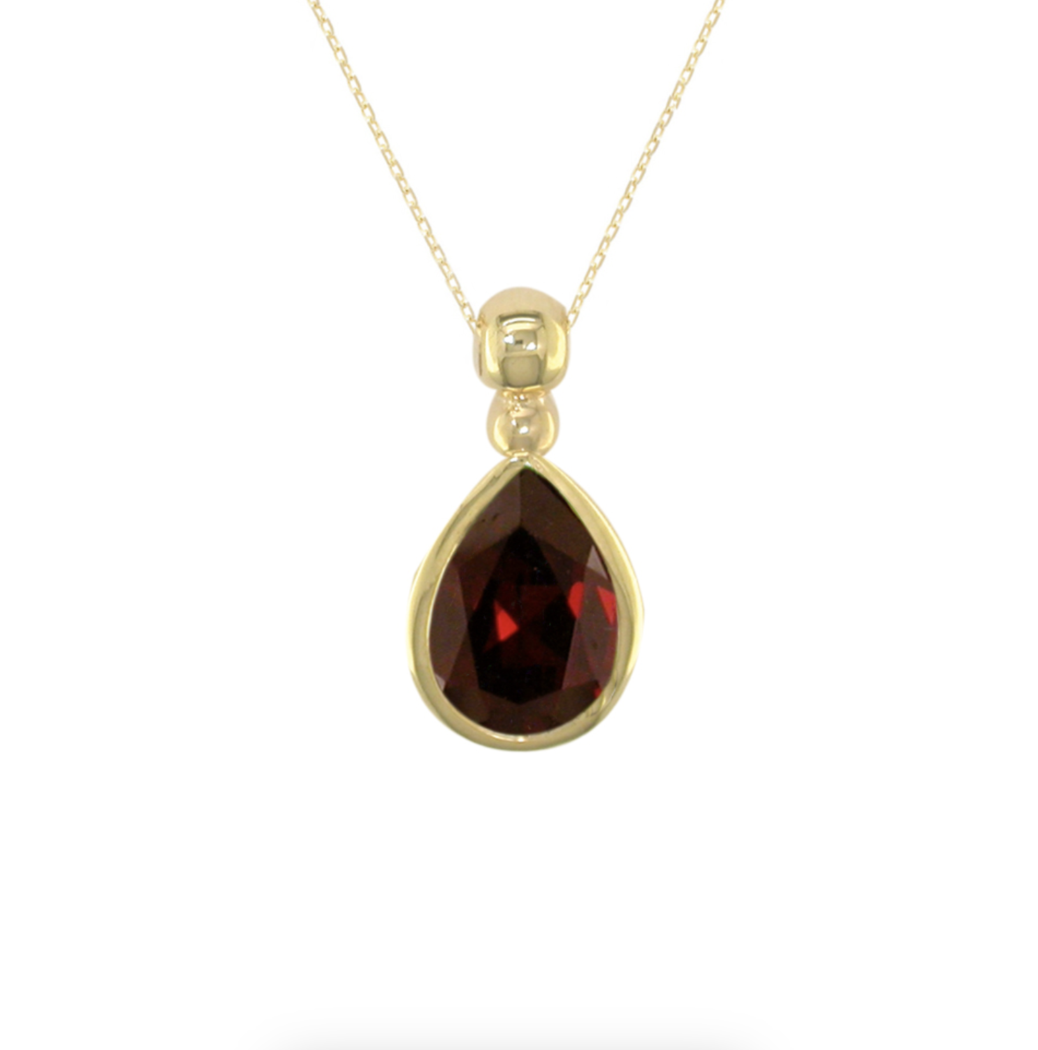 Pear Garnet Pendant Necklace