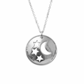 Moon and Stars Disc Pendant Necklace